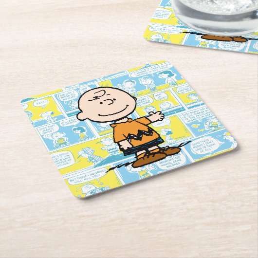 pinda's | Charlie Brown Comic Pattern Kartonnen Onderzetters (Schuin)