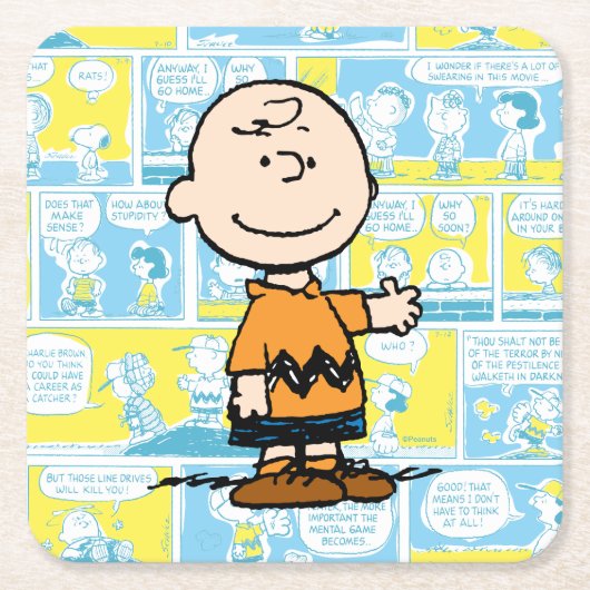 pinda's | Charlie Brown Comic Pattern Kartonnen Onderzetters (Voorkant)