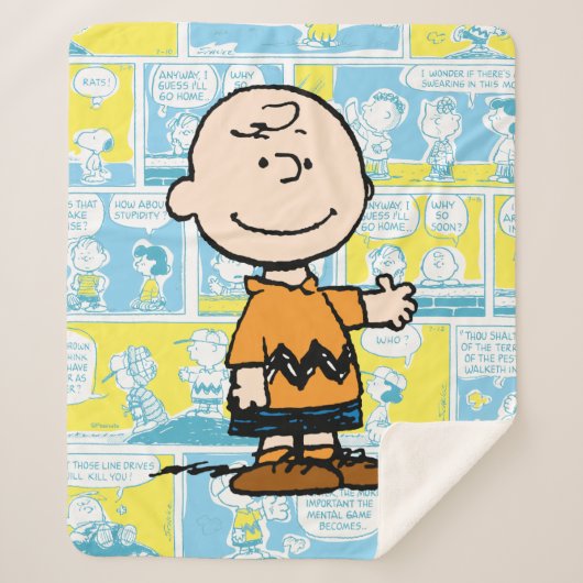 pinda's | Charlie Brown Comic Pattern Sherpa Deken (Voorkant)