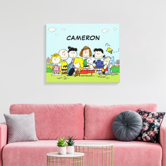 pinda's | Charlie Brown en Gang | Jouw namen toevo Canvas Afdruk (Insitu (Woonkamer))