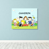pinda's | Charlie Brown en Gang | Jouw namen toevo Canvas Afdruk (Insitu (Houten vloer))