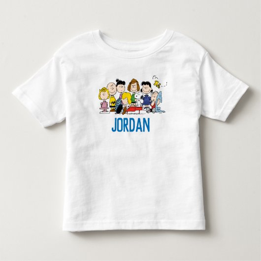 pinda's | Charlie Brown en Gang | Jouw namen toevo Kinder Shirts (Voorkant)