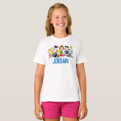 pinda's | Charlie Brown en Gang | Jouw namen toevo T-shirt (Voorkant volledig)