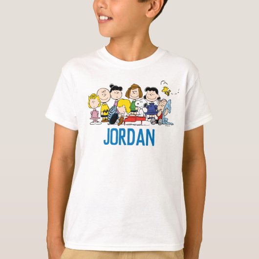 pinda's | Charlie Brown en Gang | Jouw namen toevo T-shirt (Voorkant)