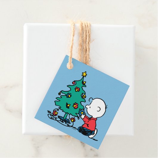 pinda's | Charlie Brown-kerstlampjes Bedankjes Labels (In situ)
