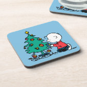 pinda's | Charlie Brown-kerstlampjes Bier Onderzetter (Linkerzijde)