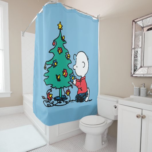 pinda's | Charlie Brown-kerstlampjes Douchegordijn (In situ)