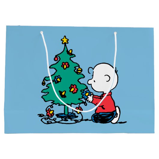 pinda's | Charlie Brown-kerstlampjes Groot Cadeauzakje (Achterkant)