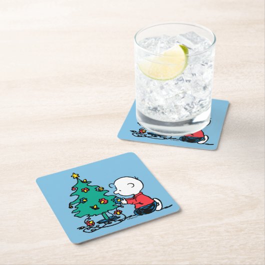 pinda's | Charlie Brown-kerstlampjes Kartonnen Onderzetters (Insitu)