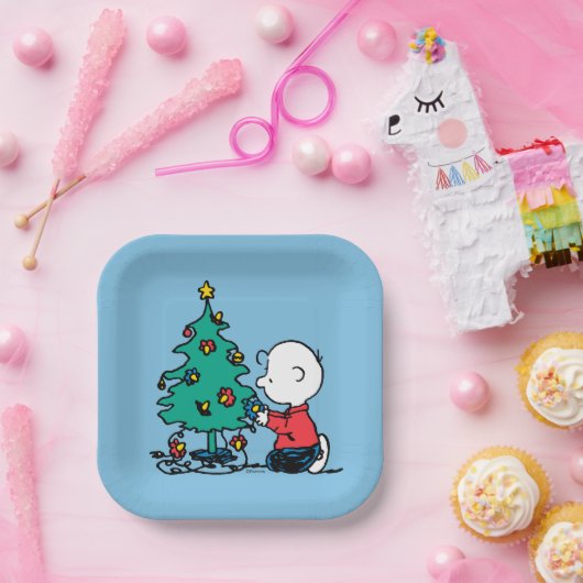 pinda's | Charlie Brown-kerstlampjes Papieren Bordje (Feest)