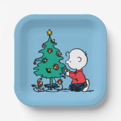 pinda's | Charlie Brown-kerstlampjes Papieren Bordje (Voorkant)
