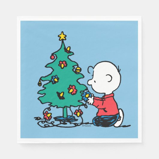 pinda's | Charlie Brown-kerstlampjes Servet (Voorkant)