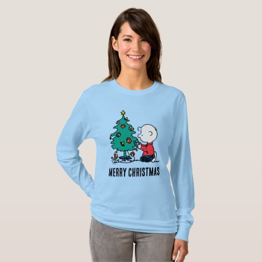 pinda's | Charlie Brown-kerstlampjes T-shirt (Voorkant volledig)