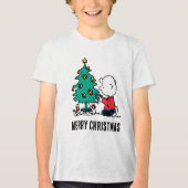 pinda's | Charlie Brown-kerstlampjes Tri-Blend Shirt (Voorkant)