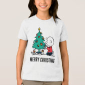 pinda's | Charlie Brown-kerstlampjes Tri-Blend Shirt (Voorkant)