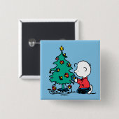 pinda's | Charlie Brown-kerstlampjes Vierkante Button 5,1 Cm (Voorkant /achterkant)