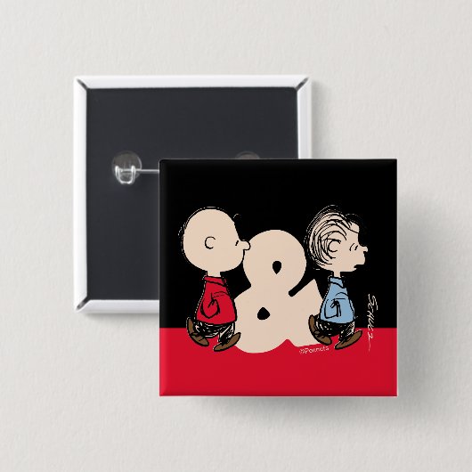 pinda's | Charlie Brown & Linus Vierkante Button 5,1 Cm (Voorkant /achterkant)