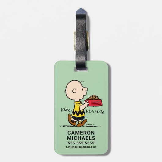 pinda's | Charlie Brown met Snoopy's Dish Bagagelabel (Achterkant verticaal)