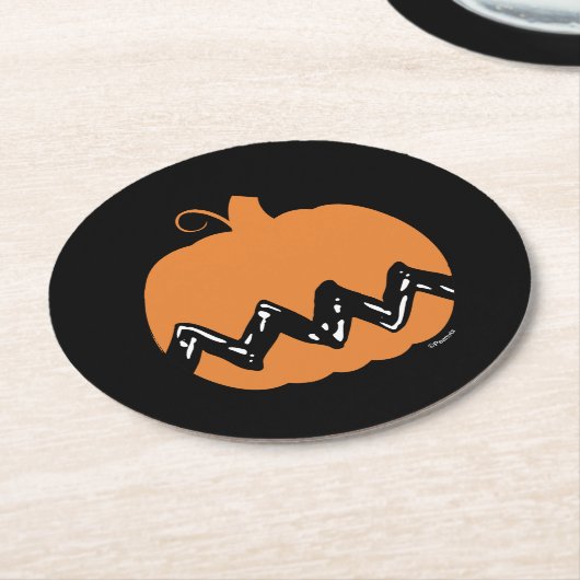 pinda's | Charlie Brown Oranje Pumpkin Ronde Kartonnen Onderzetter (Gebogen)