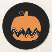 pinda's | Charlie Brown Oranje Pumpkin Ronde Kartonnen Onderzetter (Voorkant)