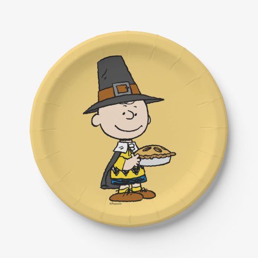 pinda's | Charlie Brown Pilgrim Papieren Bordje (Voorkant)