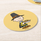 pinda's | Charlie Brown Pilgrim Ronde Kartonnen Onderzetter (Gebogen)