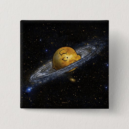 pinda's | Charlie Brown ruimed uit Vierkante Button 5,1 Cm (Voorkant)