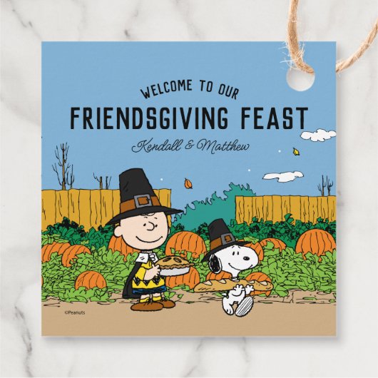 pinda's | Charlie Brown Thanksgiving Add Jouw naam Bedankjes Labels (Achterkant)