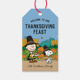 pinda's | Charlie Brown Thanksgiving Add Jouw naam Cadeaulabel