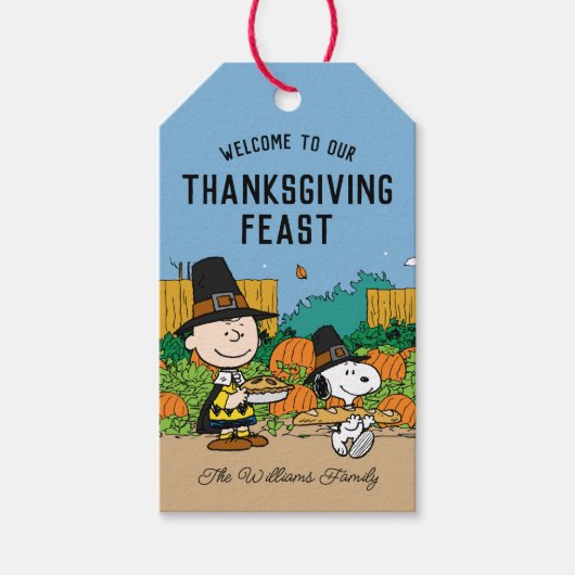 pinda's | Charlie Brown Thanksgiving Add Jouw naam Cadeaulabel (Voorkant)