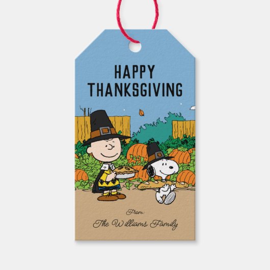 pinda's | Charlie Brown Thanksgiving Add Jouw naam Cadeaulabel (Voorkant)
