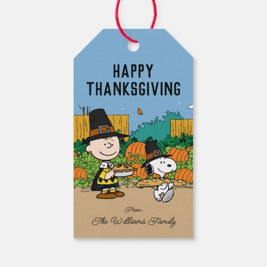 pinda's | Charlie Brown Thanksgiving Add Jouw naam Cadeaulabel (Achterkant)