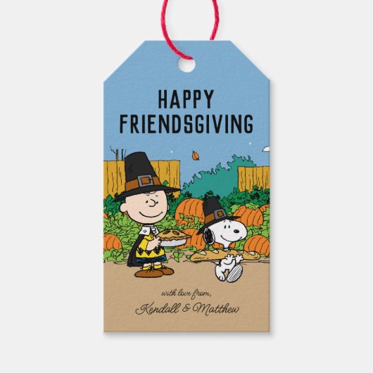 pinda's | Charlie Brown Thanksgiving Add Jouw naam Cadeaulabel (Voorkant)