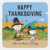 pinda's | Charlie Brown Thanksgiving Add Jouw naam Vierkante Sticker (Voorkant)