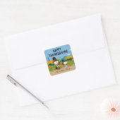 pinda's | Charlie Brown Thanksgiving Add Jouw naam Vierkante Sticker (Envelop)