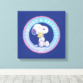 pinda's | Comfort & Beveiligingsbadge blauw Canvas Afdruk (Insitu (Houten vloer))