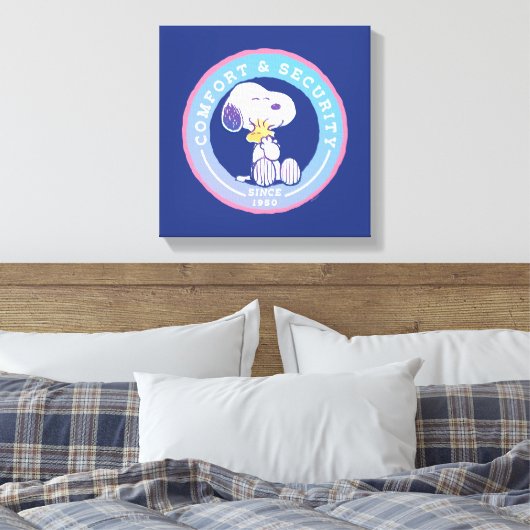 pinda's | Comfort & Beveiligingsbadge blauw Canvas Afdruk (Insitu (Slaapkamer))