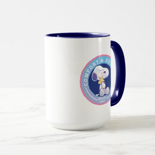 pinda's | Comfort & Beveiligingsbadge blauw Mok (Voorkant rechts)