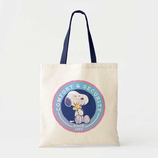 pinda's | Comfort & Beveiligingsbadge blauw Tote Bag (Voorkant)