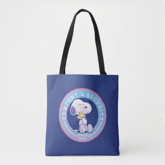 pinda's | Comfort & Beveiligingsbadge blauw Tote Bag (Voorkant)