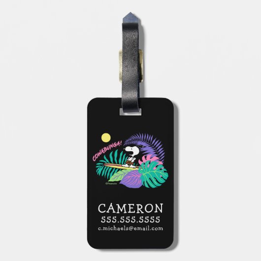 pinda's | Cowabunga Snoopy Bagagelabel (Achterkant verticaal)