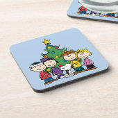 pinda's | De gang rond de kerstboom Bier Onderzetter (Linkerzijde)