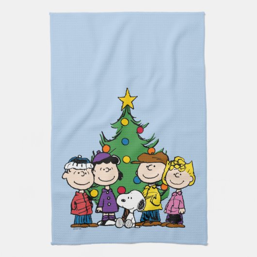 pinda's | De gang rond de kerstboom Theedoek (Verticaal)