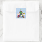 Pinda's | De groep rond de kerstboom vierkant Vierkante Sticker (Tas)
