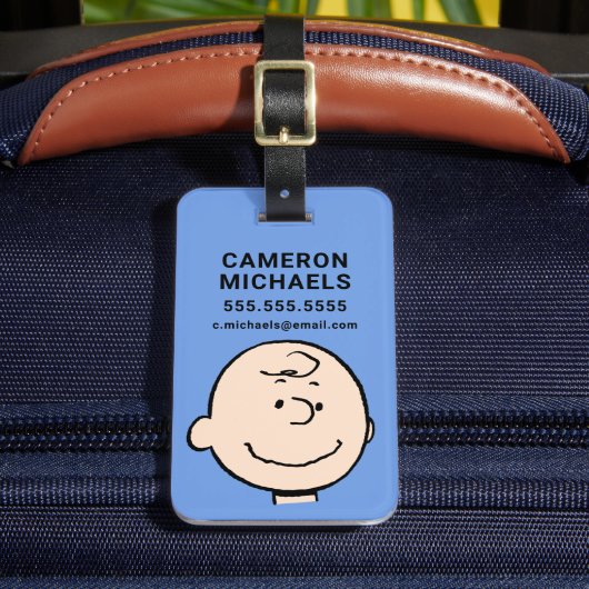 pinda's | Een Charlie Brown Smile Bagagelabel (Voorkant Insitu 2)