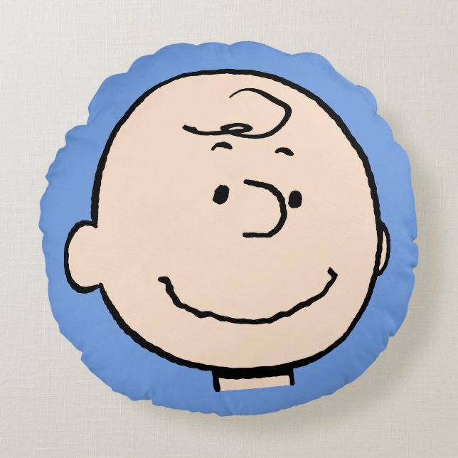 pinda's | Een Charlie Brown Smile Rond Kussen (Voorkant)