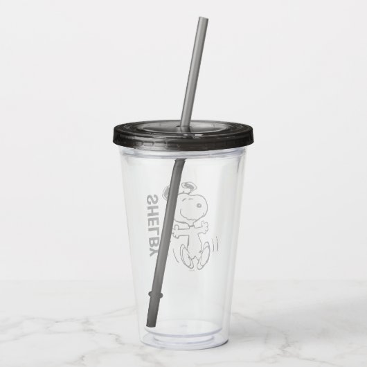 pinda's | Een Snoopy Happy Dance Acryl Drinkbeker (Achterkant)