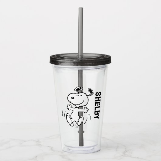 pinda's | Een Snoopy Happy Dance Acryl Drinkbeker (Voorkant)