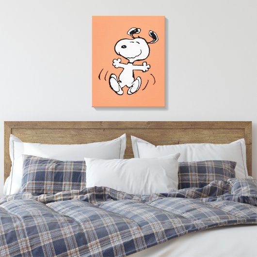 pinda's | Een Snoopy Happy Dance Canvas Afdruk (Insitu (Slaapkamer))