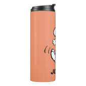 pinda's | Een Snoopy Happy Dance | Jouw namen toev Thermosbeker (Gedraaid links)